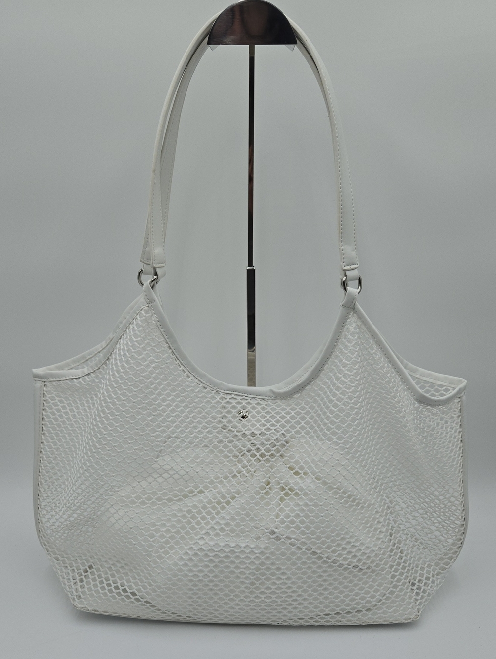 WHITE NET HOBO BAG